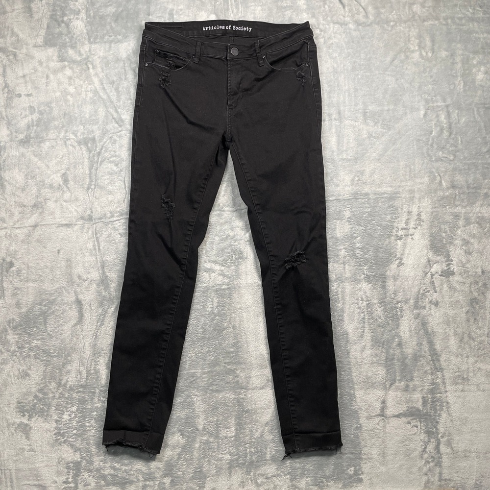 Articles of Society Black Skinny Jeans‎ Distressed Raw Hem Women's Size 30